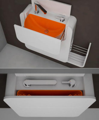 Minik Boşluklar için Paketlenebilir Lavabo