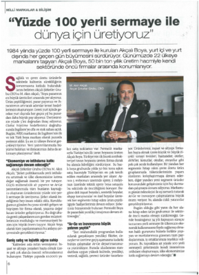 Yüzde 100 Yerli Sermaye İle Dünya İçin Üretiyoruz