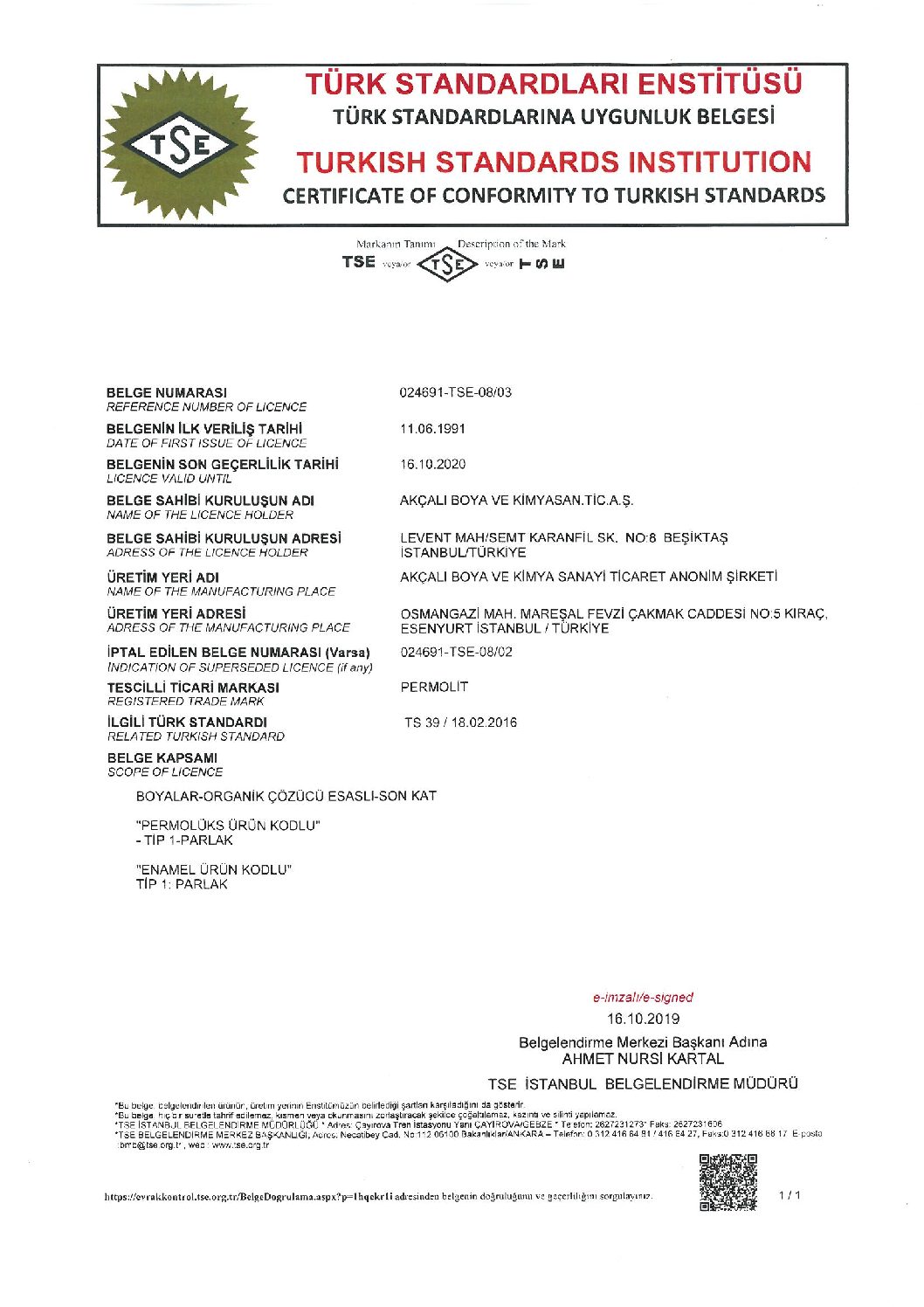 Permolüks – Enamel