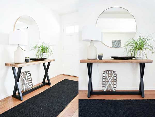 Konsol üzerinde sade bir ayna