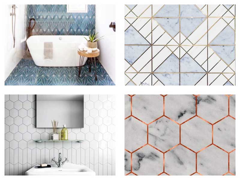 Geometrik Fayanslarla Tasarım ile Modern Banyolar