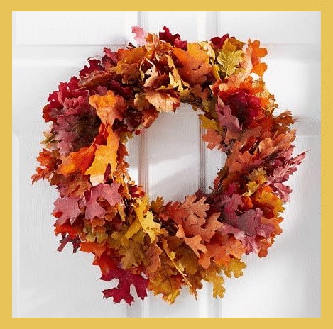 Meşe Yapraklarından Sonbahar Kapı Çelenk Modelleri 
